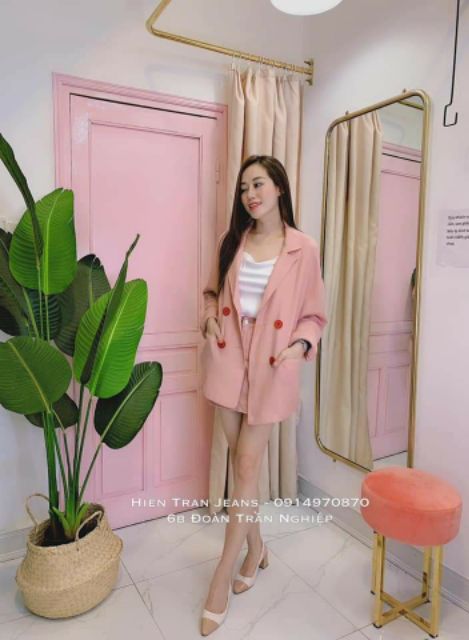 Áo vest hồng khuy nổi nữ tính | BigBuy360 - bigbuy360.vn