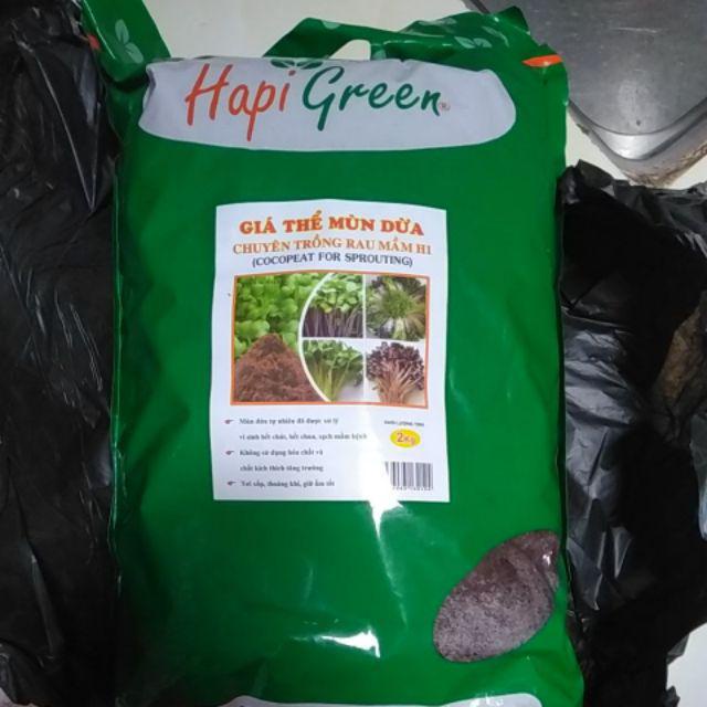 Đất Giá Thể Mùn Dừa TRỒNG RAU MẦM, THỦY CANH 2kg HAPI GREEN