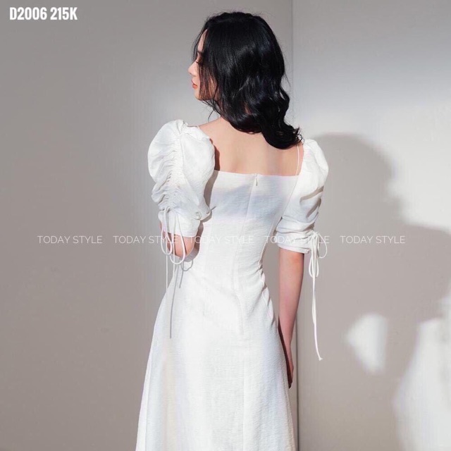 Váy Đầm Đũi Dữ tiệc dạo phố tay phồng rút dây | BigBuy360 - bigbuy360.vn