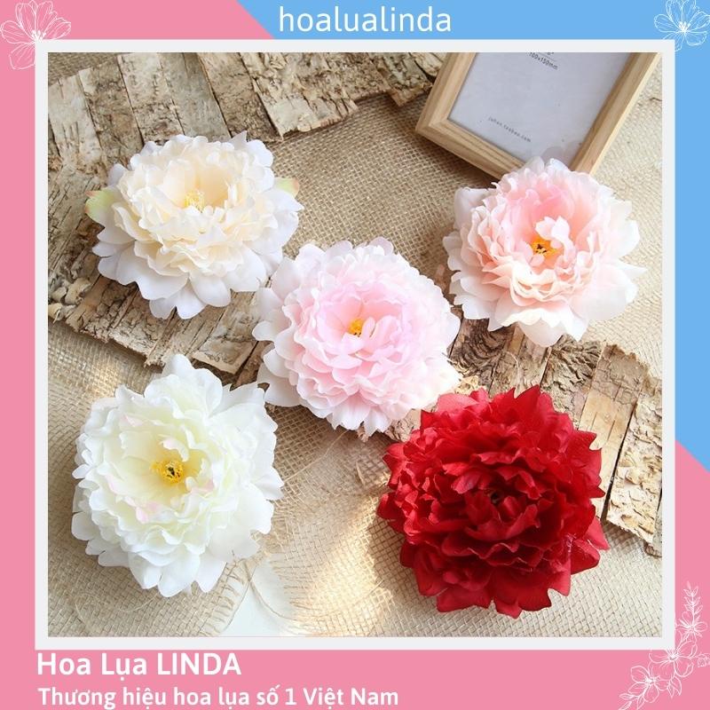 Hoa Lụa Hoa Giả - Đầu bông hoa mẫu đơn cao cấp làm oản trang trí tết hàng to đẹp LINDA