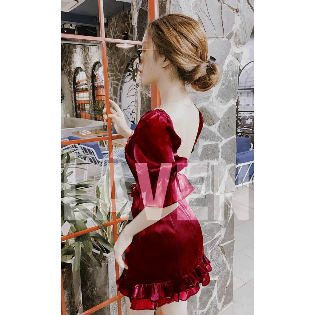 [Đầm Mới] Đầm Tay Phồng Đuôi Cá Đan Dây Lưng (Có Mút) Thời Trang Nữ Sam Closet Free Size 40-55kg | BigBuy360 - bigbuy360.vn