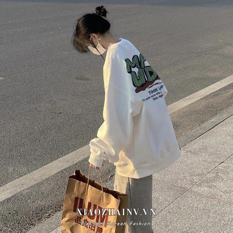 Áo sweater XIAOZHAINV cổ tròn dài tay dáng rộng thời trang Hàn Quốc cho nữ