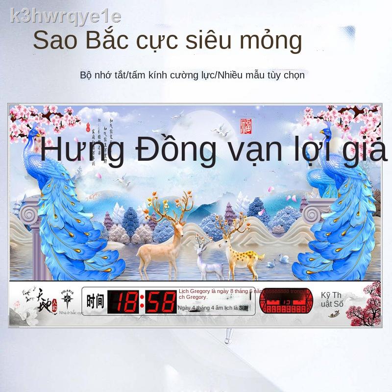 (HÀNG HOT)℗❇Polaris Kỹ thuật số Lịch vạn niên Đồng hồ treo tường điện tử phòng khách phong cảnh Tranh siêu mỏng Băng tin