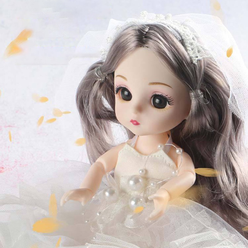 Đầm Công Chúa Dự Tiệc Cưới Dáng Dài Màu Trắng Lộng Lẫy Cho Búp Bê