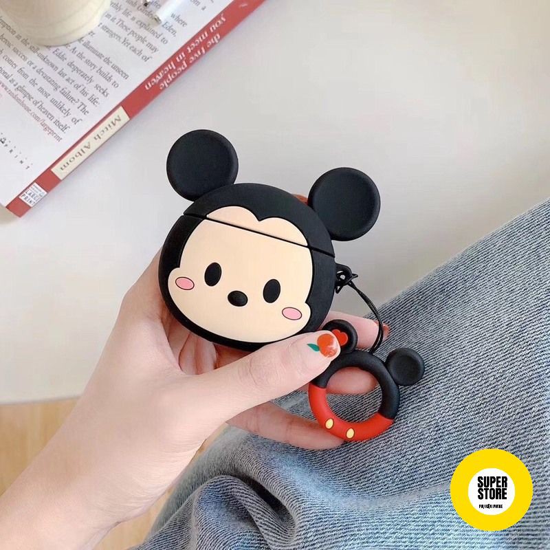 Set Case Vỏ Bao Airpods Đựng Tai Nghe Airpod 1 2 Pro Hình Micky Siêu Đẹp Kèm Móc Khóa