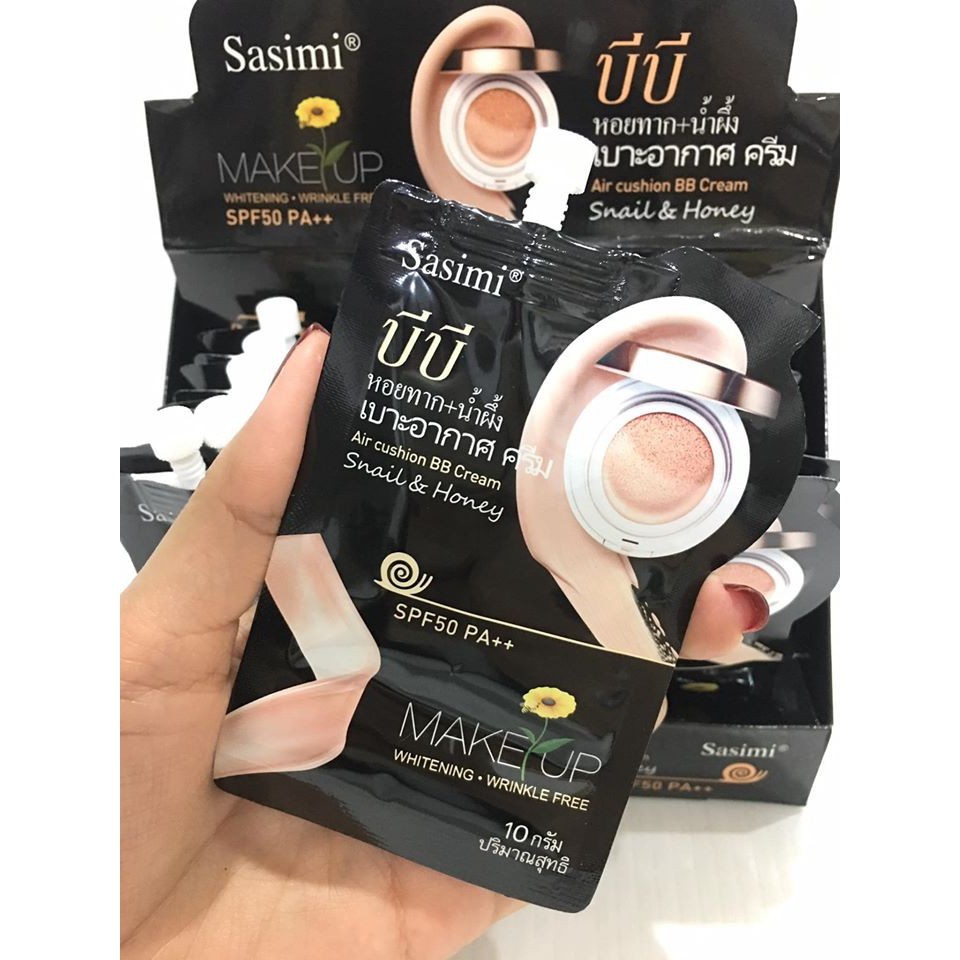 Gói BB cream trang điểm Sasimi dưỡng chất Ốc sên và Mật ông dịu mát SPF 50 | BigBuy360 - bigbuy360.vn