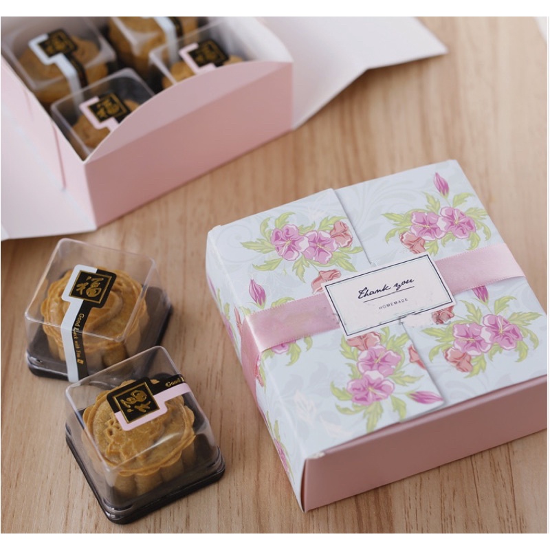 Hộp 4 bánh trung thu 50gr hộp bìa quà tặng-nhiều mẫu