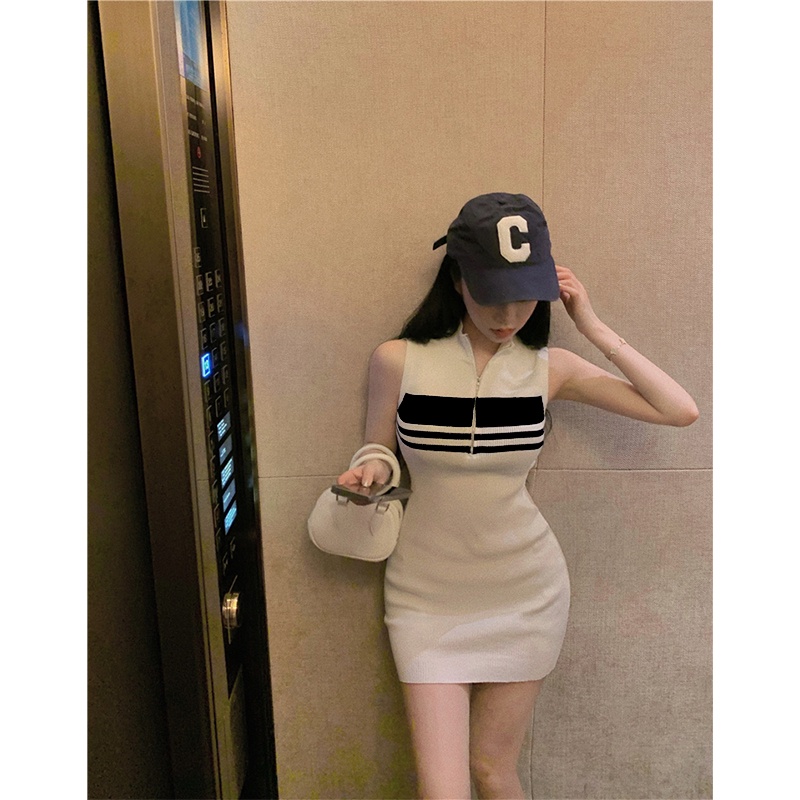 Cocory vn Đầm Mini Dáng Ôm Họa Tiết Kẻ Sọc Thời Trang Mùa Hè Quyến Rũ Cho Nữ