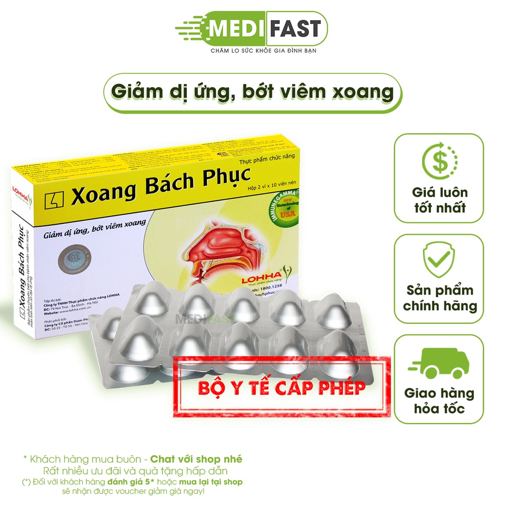 Xoang Bách Phục hỗ trợ giảm viêm mũi xoang - Có tem tích điểm