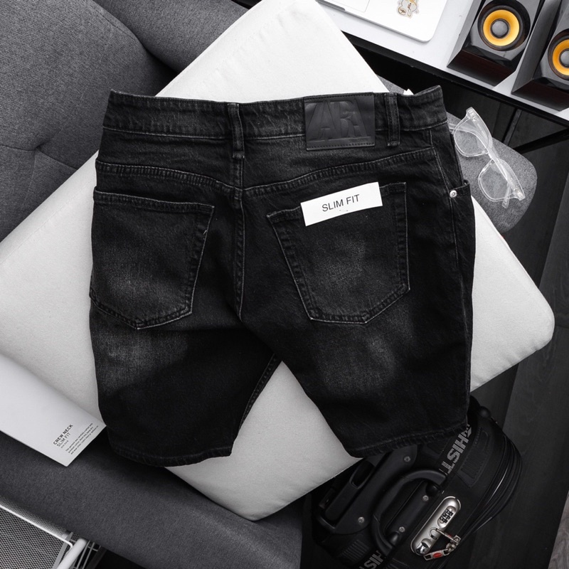 Quần short jean nam đen xám cao cấp - chất liệu bò co giãn tốt ( Hàng chuẩn shop)