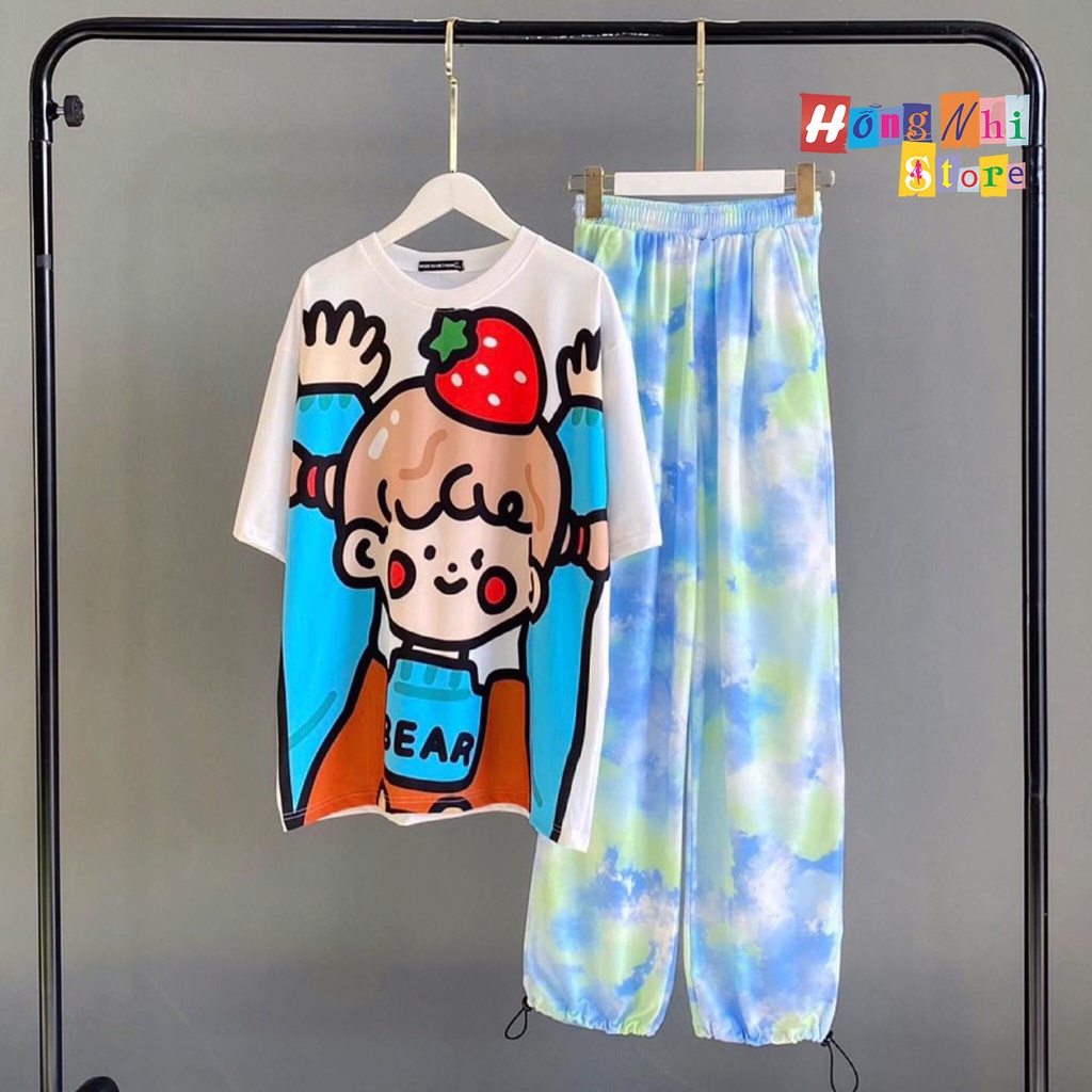 Quần Jogger 3D Ulzzang Unisex Jogger Loang Màu Dây Rút Lai Ống Rộng Xanh Bầu Trời - MM
