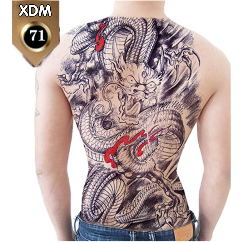 Hình Xăm Dán Kín Lưng Rồng XDM071