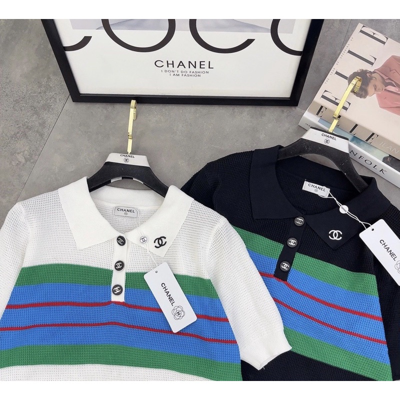 Áo len mongtoghi polo pha kẻ siêu xinh