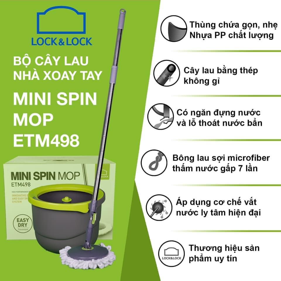 Bộ cây lau nhà thông minh, Bộ lau nhà Lock and Lock ETM498 - KÈM 2 BÔNG LAU [Hàng chính hãng Lock &L