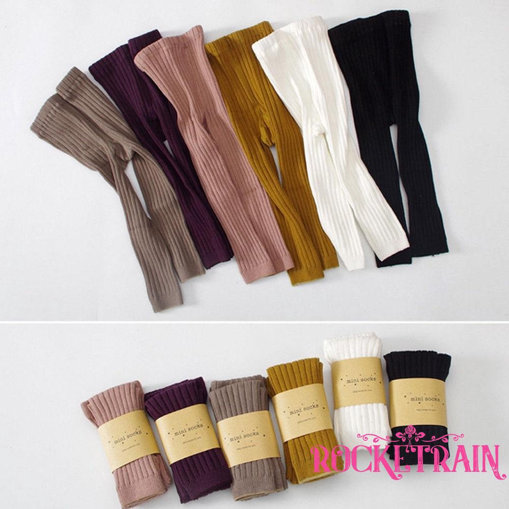 Quần tất màu trơn chất liệu cotton cho bé