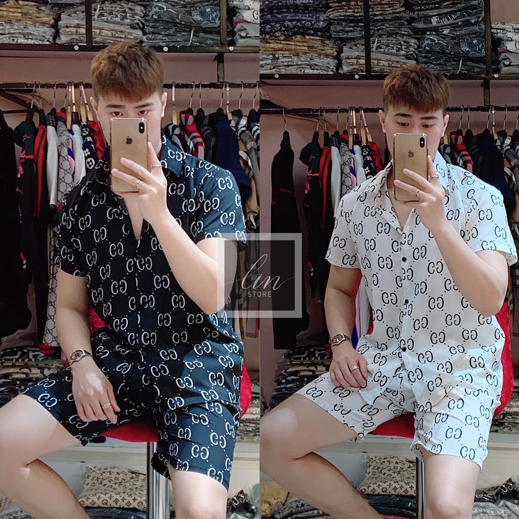 Set Bộ Pijama Dáng Rộng GG Oversize In Full Siêu Đẳng Cấp Luôn A15
