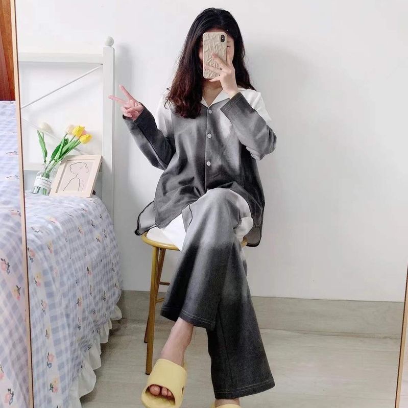 Bộ Đồ Ngủ Hai Mảnh Tay Dài Nhuộm Màu Gradient Phong Cách Mới 2022