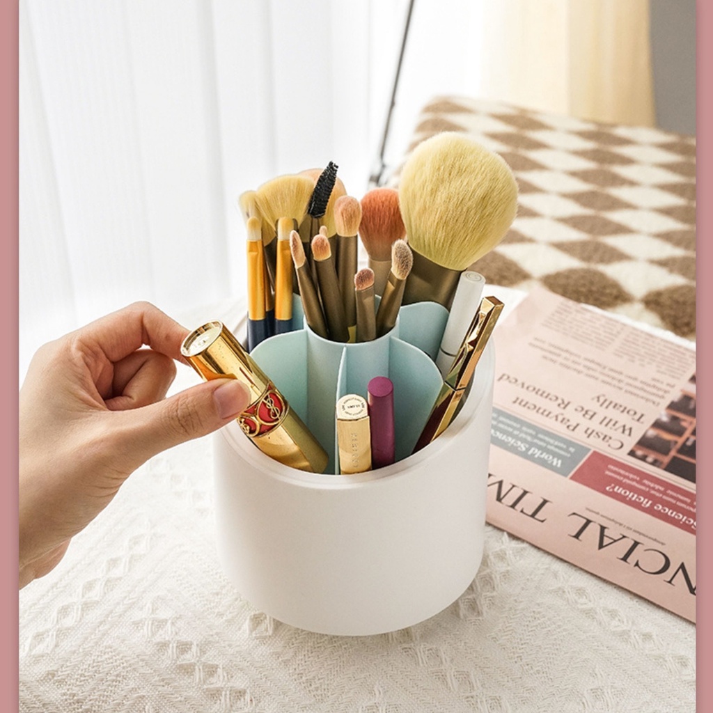 Ống đựng bút nhiều ngăn MODINA, hộp đựng đồ trang điểm có nắp chống bụi