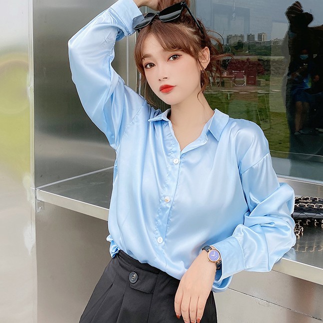 Áo sơ mi màu trơn dài tay thời trang cho nữ | BigBuy360 - bigbuy360.vn