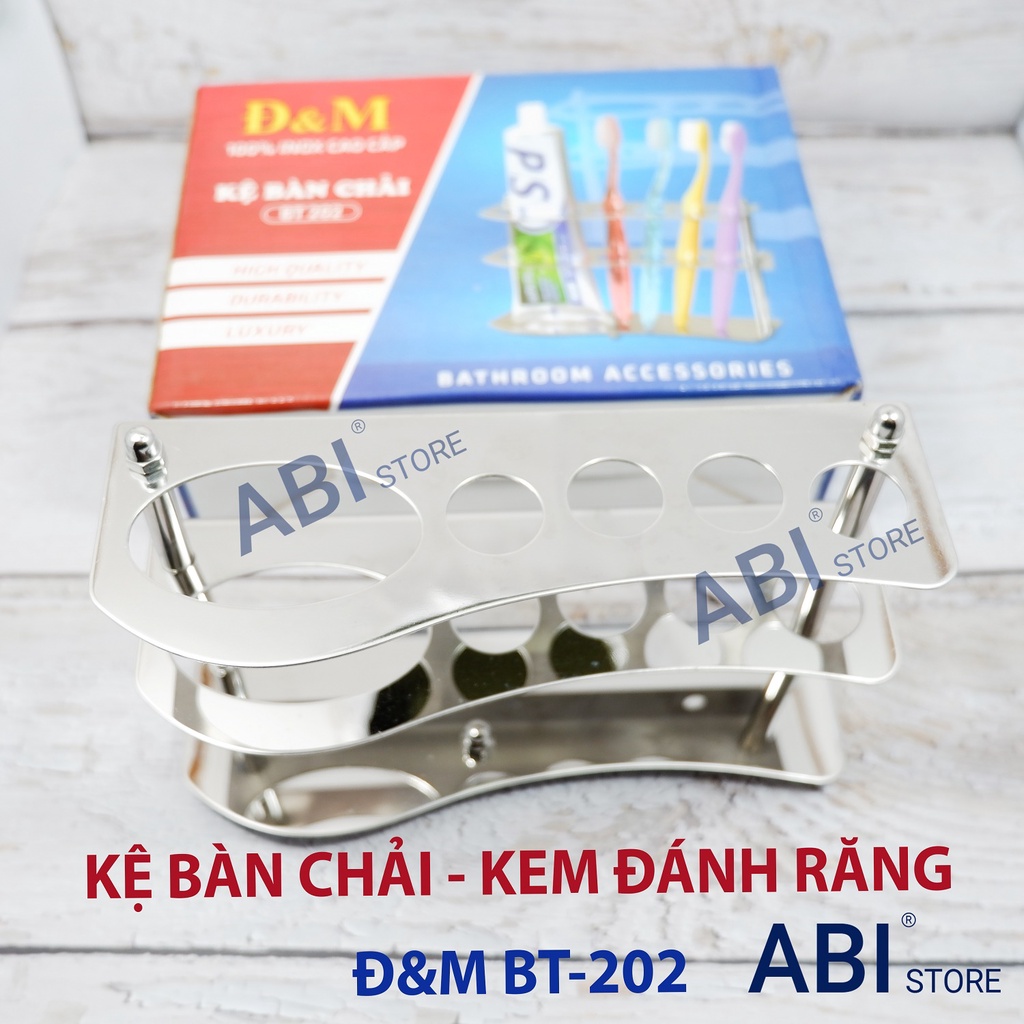 Kệ cắm bàn chải, kem đánh răng Đ&amp;M BT-202 nhà tắm inox cao cấp kèm ốc vít