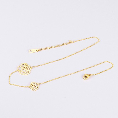 Dây Chuyền Nữ 2 Bông Hoa Kiểu Choker Titan Ko Đen TT 2923