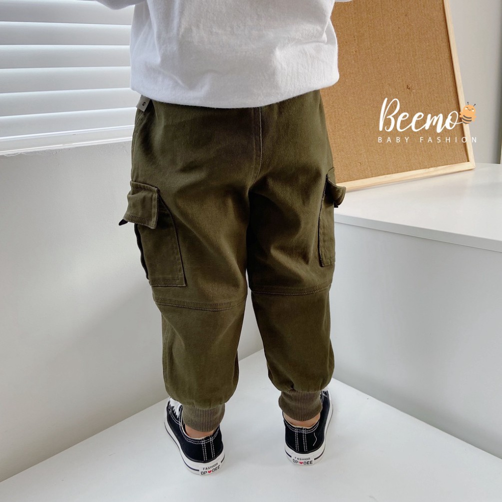 Quần kaki phối túi hộp bo chun gấu cho bé trai,bé gái - 21Q008