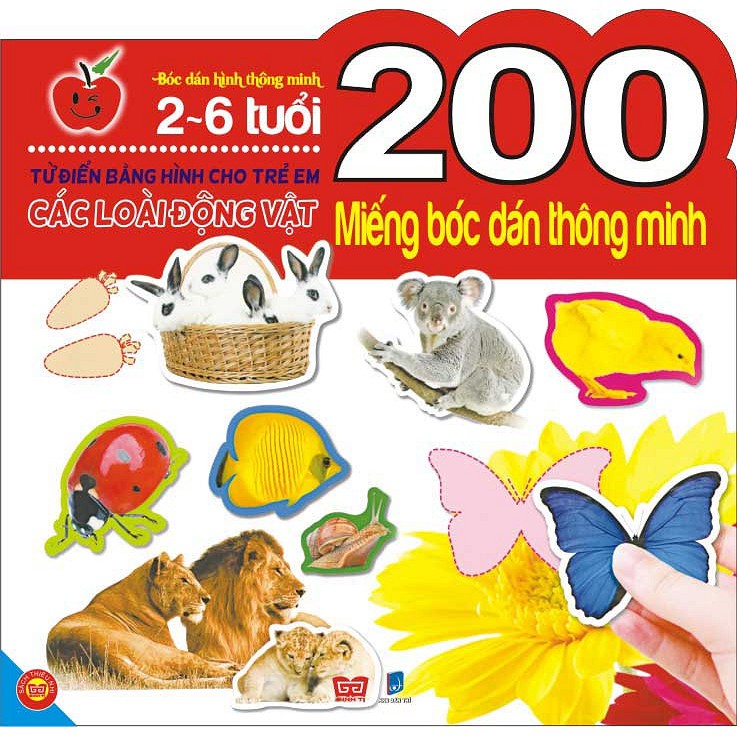 Sách - 200 Miếng Bóc Dán Thông Minh- Các Loài Động Vật