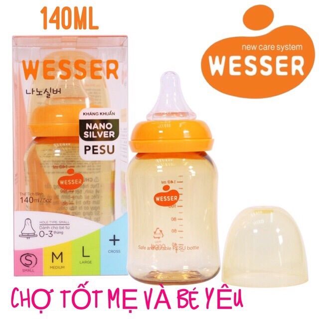 Bình Sữa Wesser Cổ Hẹp Ppsu Bình Sữa Trẻ Em Dung Tích 60ml/140ml/250ml Phiên Bảng Cao Cấp Nhựa Ppsu