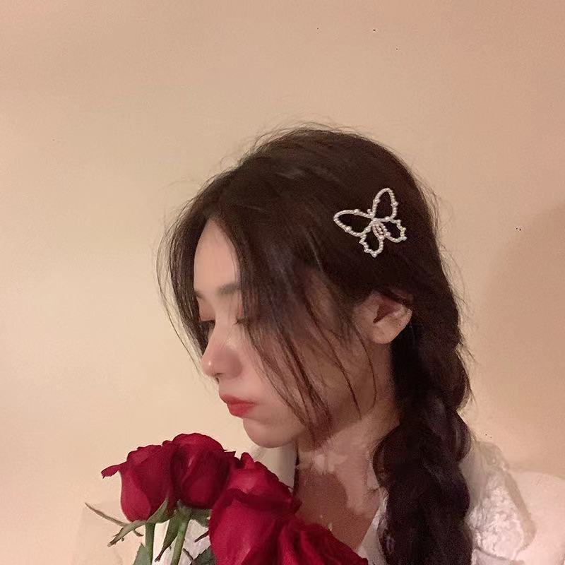 Kẹp Tóc Hình Bướm Đính Ngọc Trai Thời Trang Cho Nữ