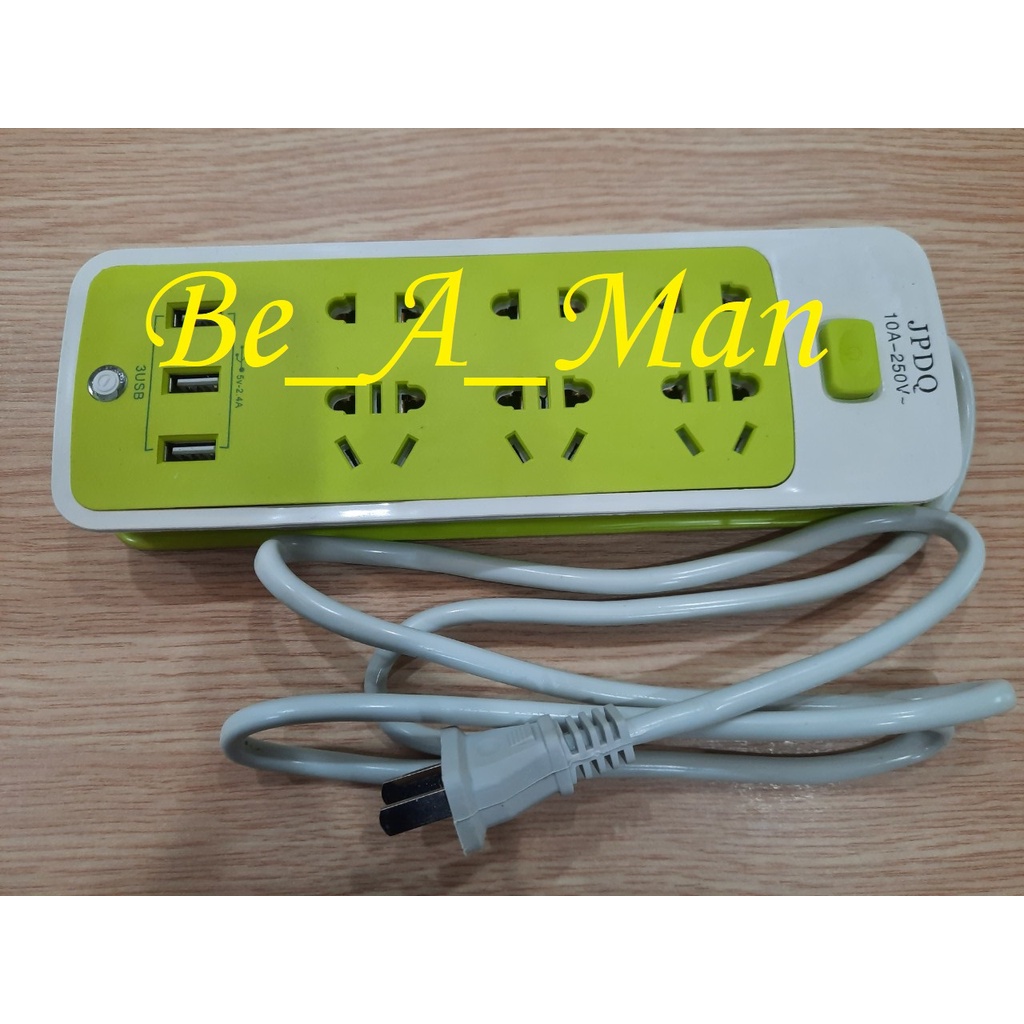 Ổ cắm điện, ổ điện có dây 1m đa năng 6 chân cắm 3 cổng usb có đèn ngủ tiện dụng