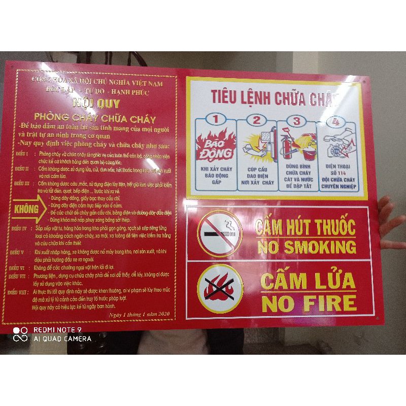 Bảng Nội quy tiêu lệnh PCCC mica