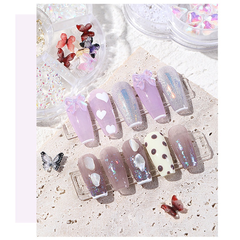 Set 7 Phụ Kiện Trang Trí Móng Tay Nghệ Thuật Nhiều Loại Có Thể Xoay Vòng