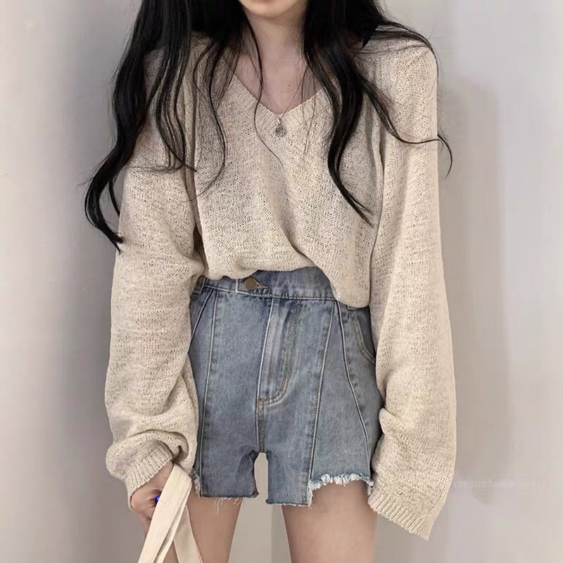 Áo len mỏng thu đông cổ V hợp THỜI TRANG