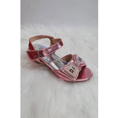 GIÀY SANDAL NƠ ĐÍNH ĐÁ LẤP LÁNH BÉ GÁI CAO 4CM