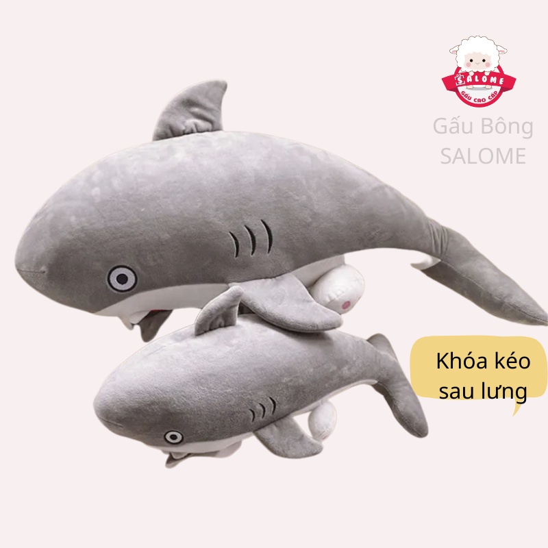 Gấu Bông Cá Mập Mặt Chó Husky SALOME, Qùa Tặng Dễ Thương Có Khóa Kéo