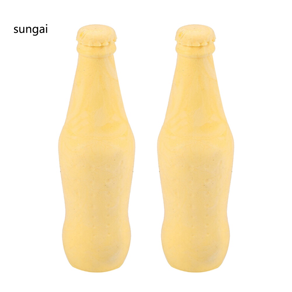 SUN_ 2Pcs Pet Dog TPR Scented Bottle Shape Bite-resistant Interactive Play Chew Toy