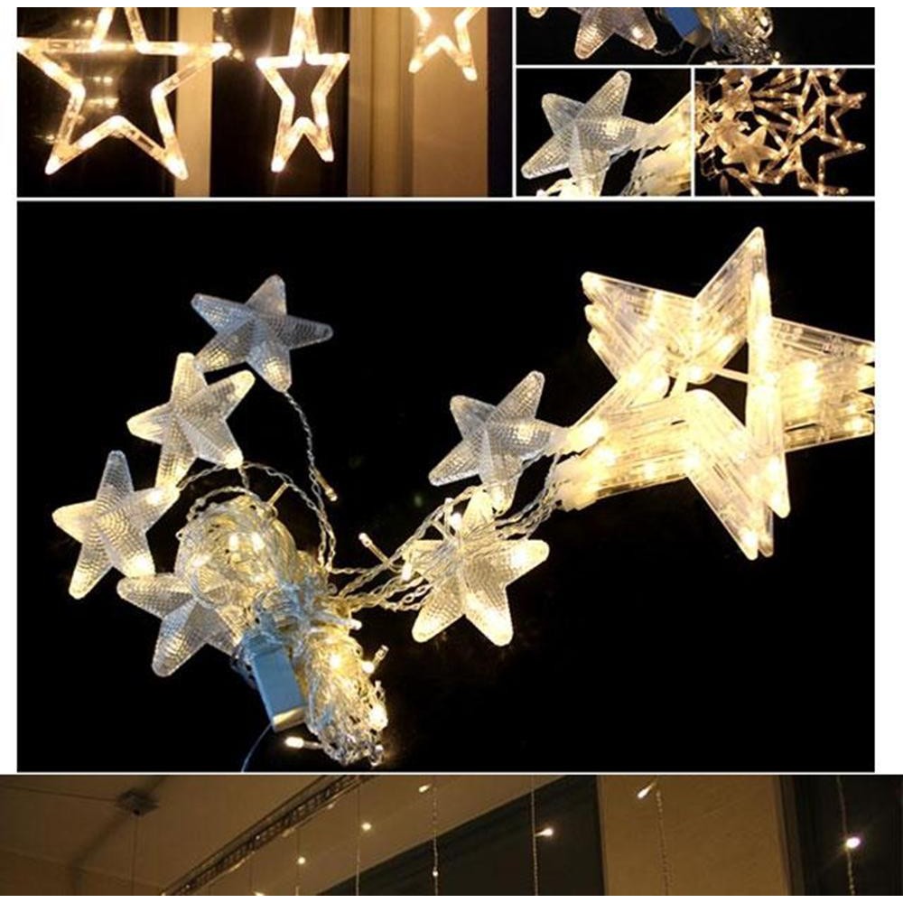 Dây đèn led trang trí cây thông noel tết phòng ngủ loại Sao nháy 12 bóng dài 4m mã 26008