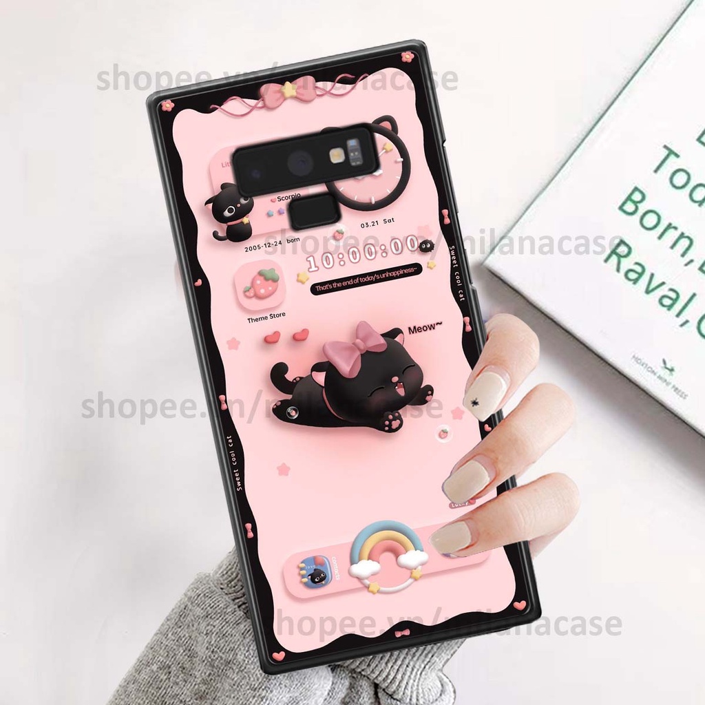 Ốp Samsung Note 9 hình đồng hồ icon gấu mèo cute cực dễ thương ngộ nghĩnh