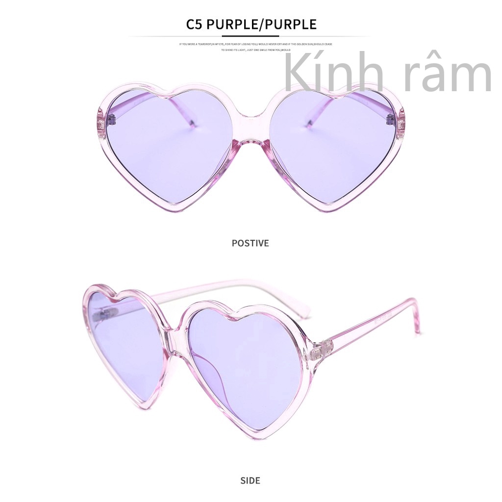 Kính mát hình trái tim bản to độc đáo cho nữ