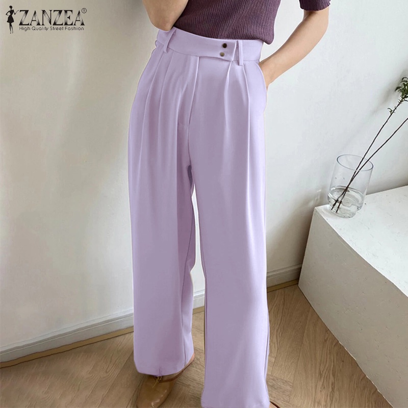 Quần ống rộng ZANZEA khóa kéo thời trang dành cho nữ