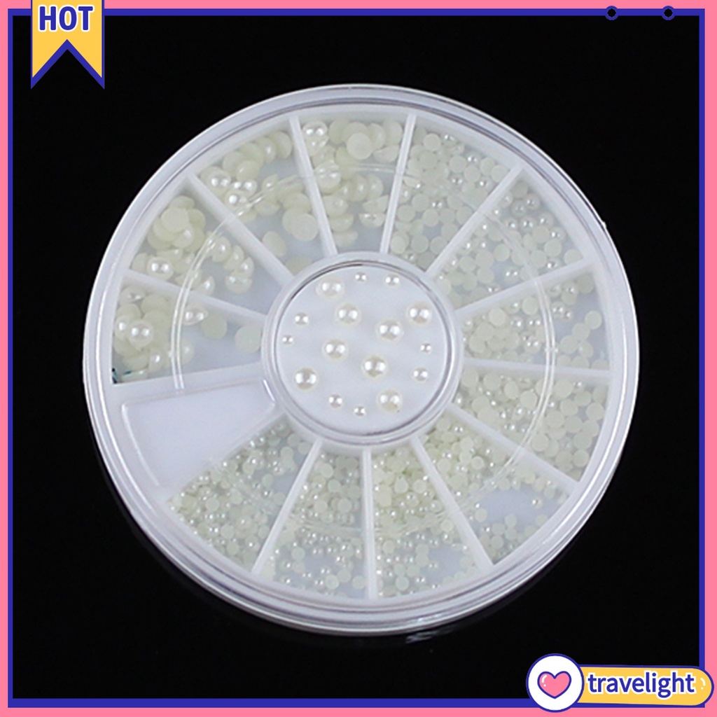 [Hàng mới về] Hộp hạt ngọc trai nhân tạo với 3 kích thước để trang trí móng tay