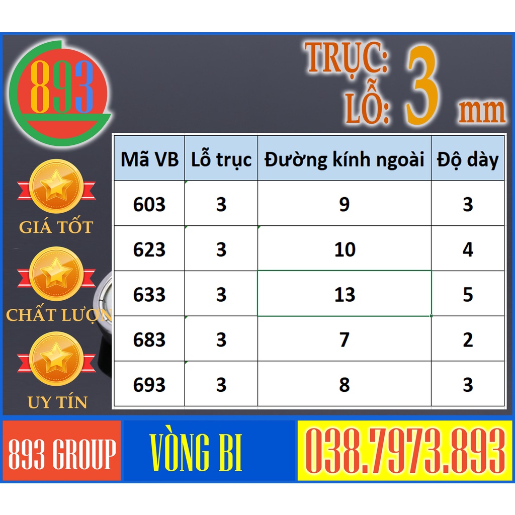 Vòng bi Tốc độ cao Trục 3-9mm cho máy CNC, in 3D, Patin, Ván trượt, bánh xe, ròng rọc - pully, trục quạt, bạc đạn