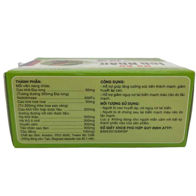 [Chính hãng] Hạ Áp Ích Nhân- Hỗ trợ giảm huyết áp, ngừa tai biến từ địa long, Nattokinase và thảo dược hộp 40 viên