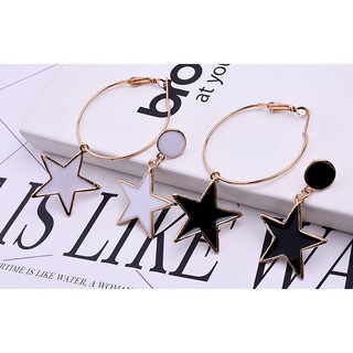 khuyên tai, bông tai, hoa tai nữ - khuyên tròn lệch bên hình ngôi sao