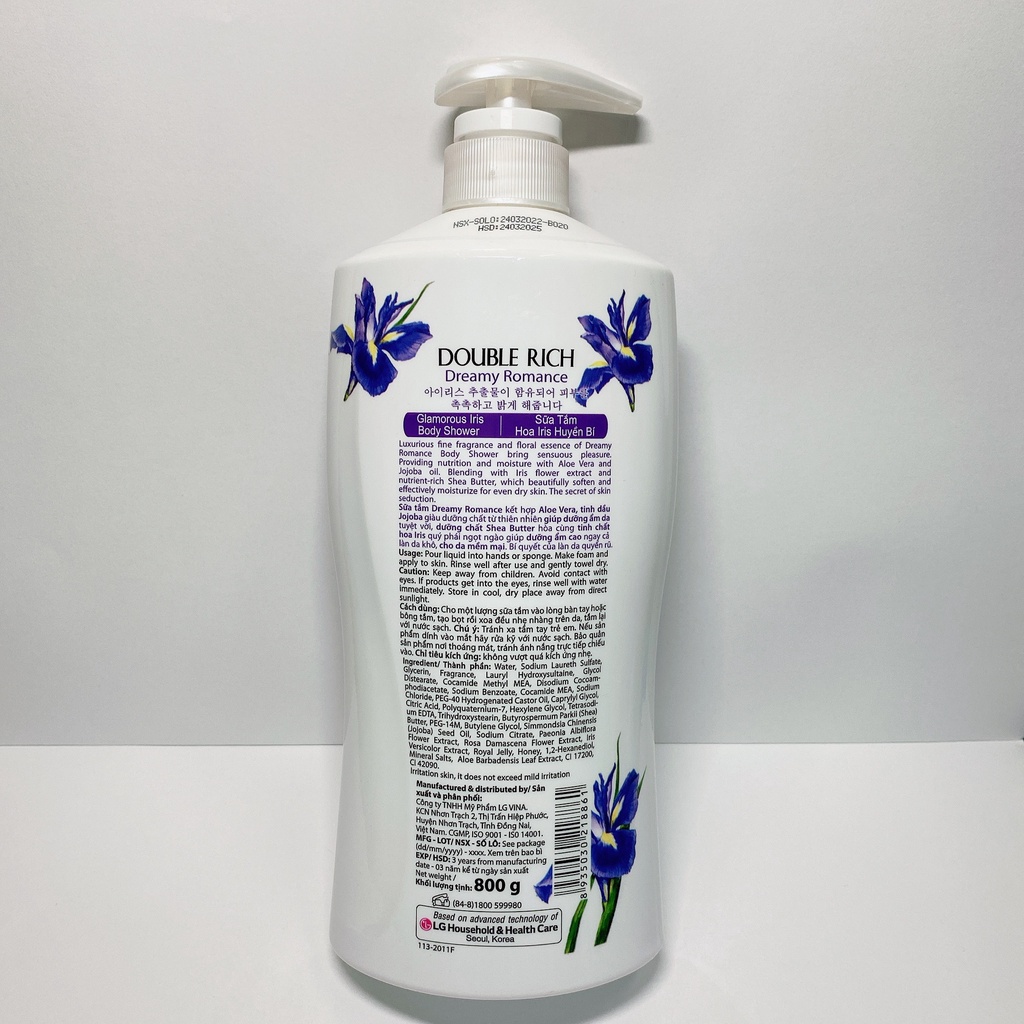 Sữa tắm Double Rich hương hoa giúp tăng cường độ ẩm cho da 800g