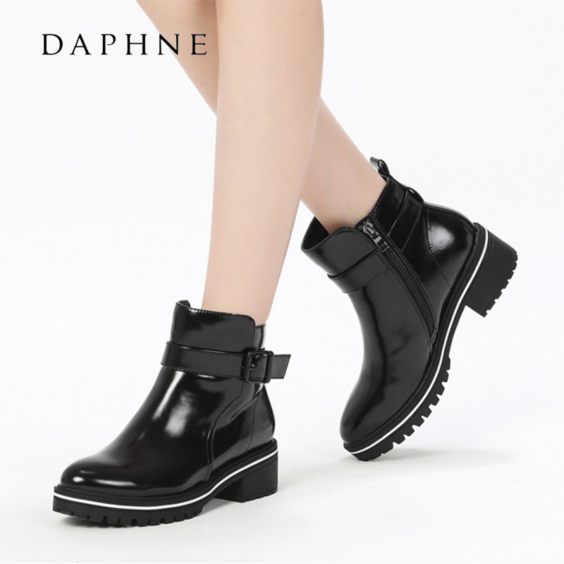 Boot Daphne da trơn bóng, đế cao 5cm (size 36-230)