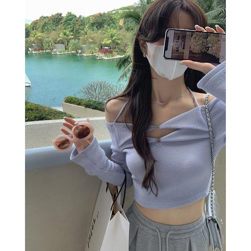 Áo Thun Dài Tay Hở Lưng Phong Cách Hàn Quốc Thời Trang Cho Nữ