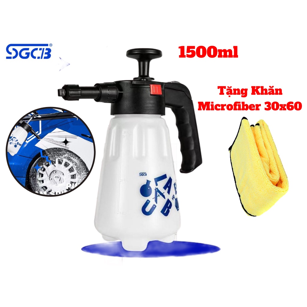 Bình Xịt Bọt Tuyết Rửa Xe SGCB Không Dây Có Đầu Hơi 1,5 Lít Tặng Khăn Microfiber-SGGD286