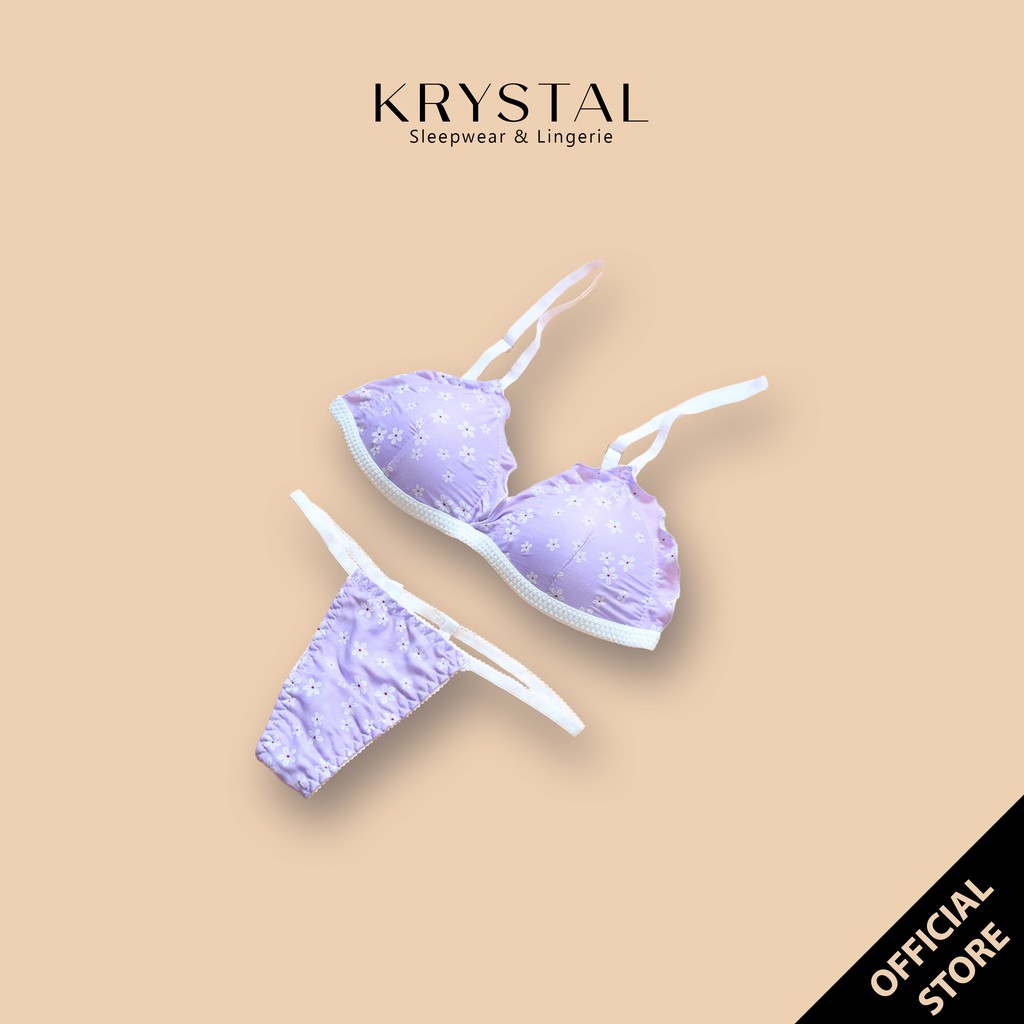 Bộ đồ lót không gọng mút vừa nâng ngực màu họa tiết hoa KRYSTAL Bralette KSB28 | WebRaoVat - webraovat.net.vn