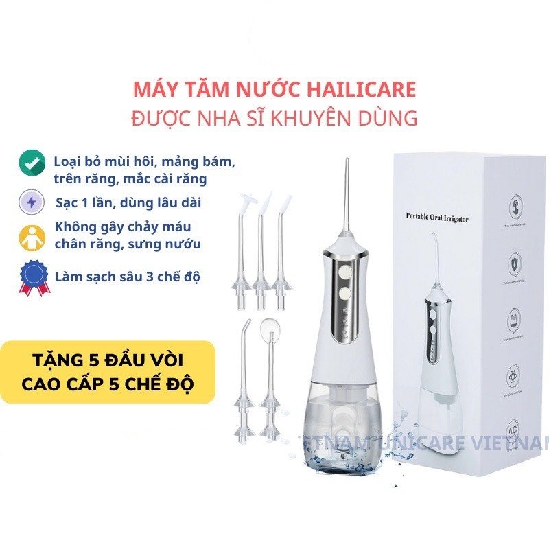 Máy tăm nước HC Hailicare Portable Oral Irrigator công nghệ Đức, Máy tăm nước vệ sinh răng miệng cao cấp